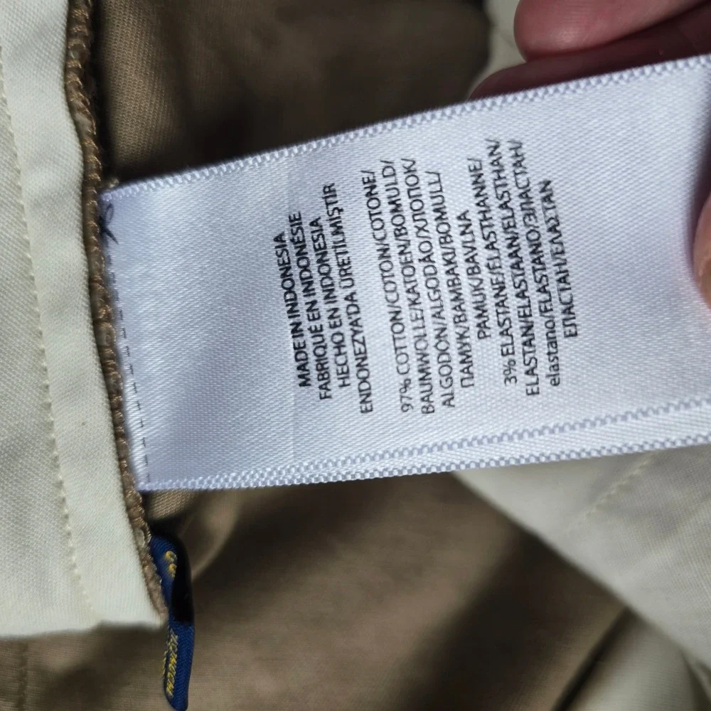Polo Ralph Lauren Chino Pants Mens 36x32 Tan Stretch Classic Fit Flat Front